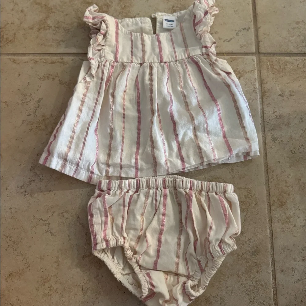 Striped Pink and White Baby Outfit